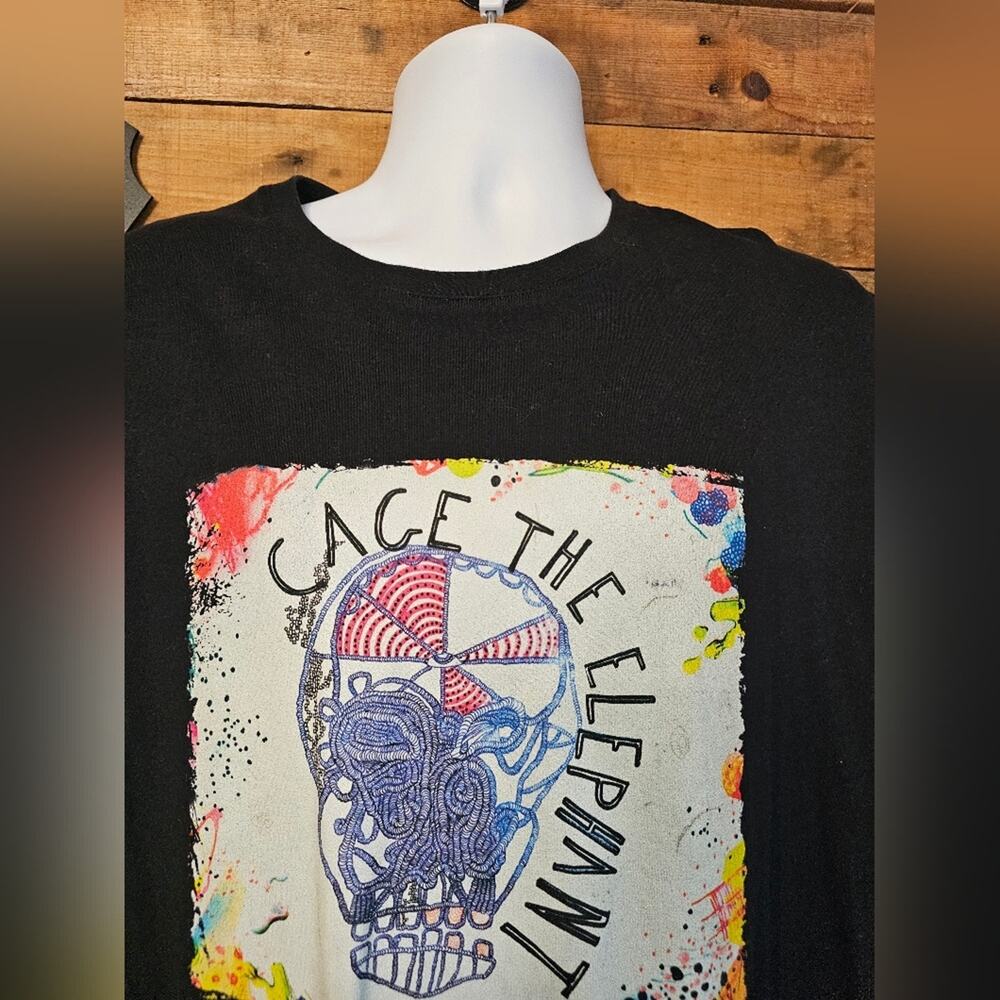 Men's Black Graphic Tee with Cage The Elephant Band CD Cover Size XXL - Picture 5 of 11
